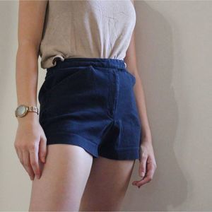 Vintage Cotton Blend Navy Shorts
